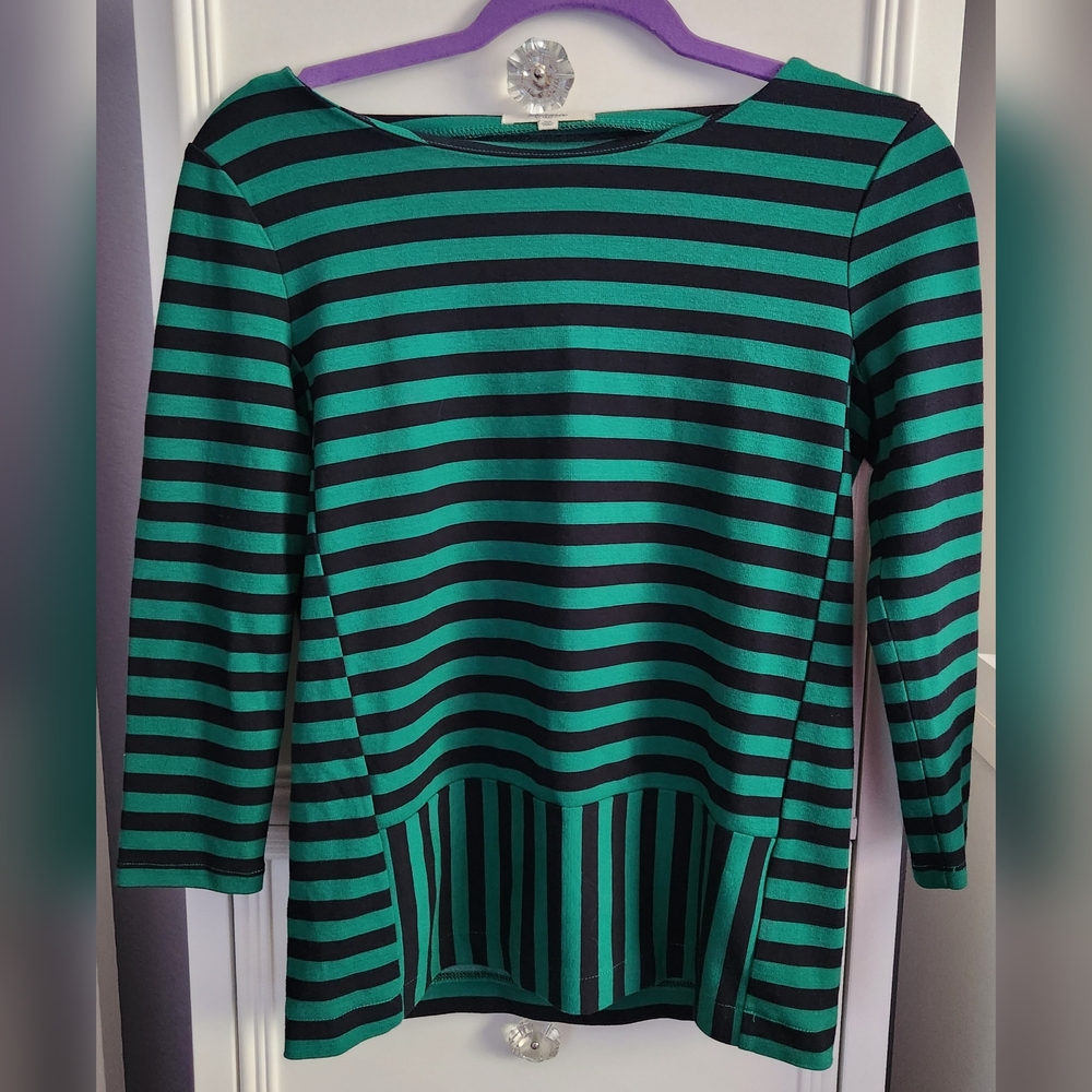 Madewell Green and Black Striped Top Size XS